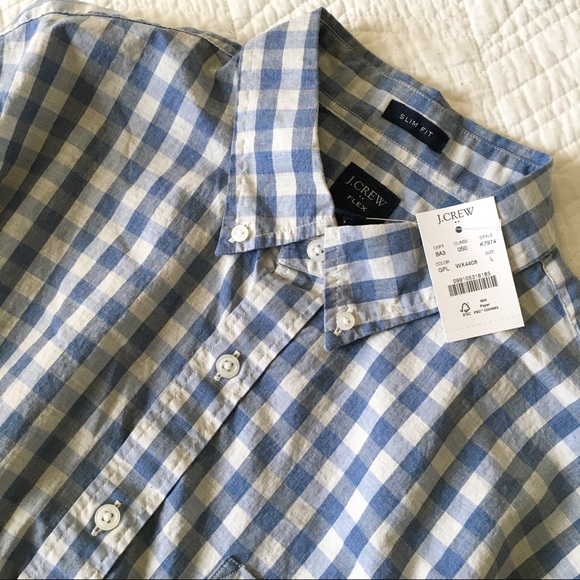 NWT J.Crew Gingham Slim Fit Flex Casual Shirt - Picture 2 of 7